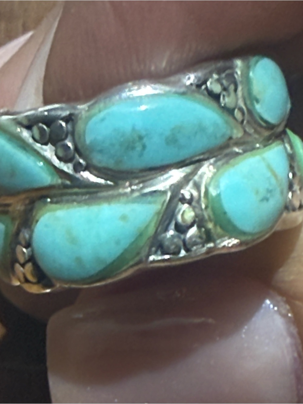 Turquoise Inlay Sterling Silver Women's Ring - Chapel Zenray Turquoise size 5.75